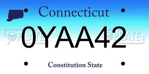 0YAA42 Connecticut License Plate