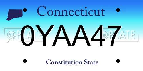 0YAA47 Connecticut License Plate