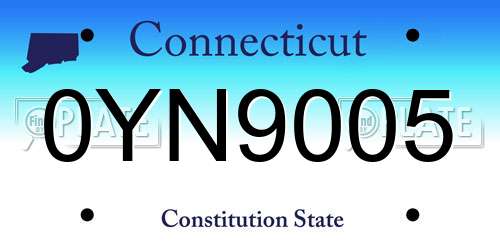 0YN9005 Connecticut License Plate