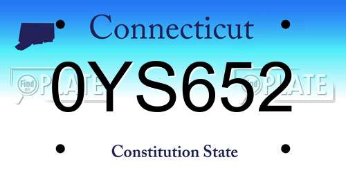 0YS652 Connecticut License Plate