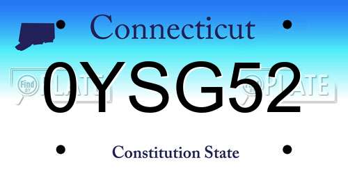 0YSG52 Connecticut License Plate