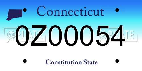 0Z00054 Connecticut License Plate
