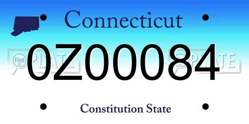 0Z00084 Connecticut License Plate