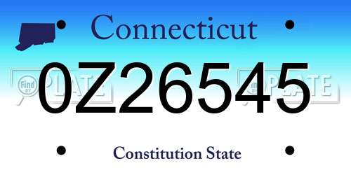 0Z26545 Connecticut License Plate
