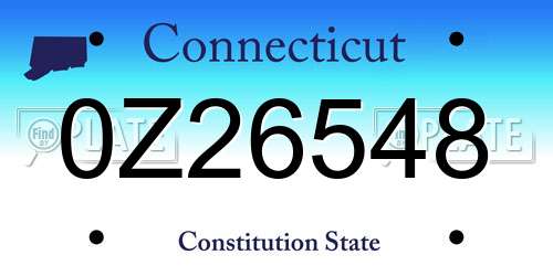 0Z26548 Connecticut License Plate