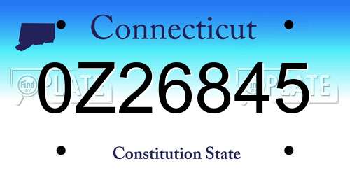0Z26845 Connecticut License Plate