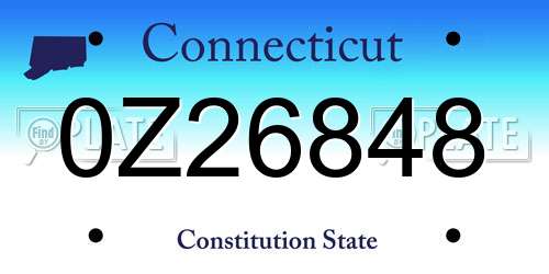 0Z26848 Connecticut License Plate