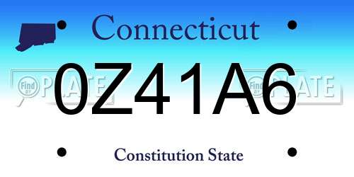 0Z41A6 Connecticut License Plate