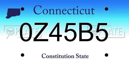 0Z45B5 Connecticut License Plate