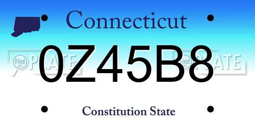 0Z45B8 Connecticut License Plate