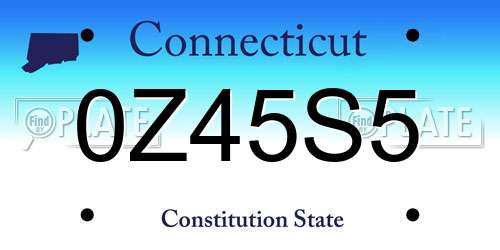 0Z45S5 Connecticut License Plate
