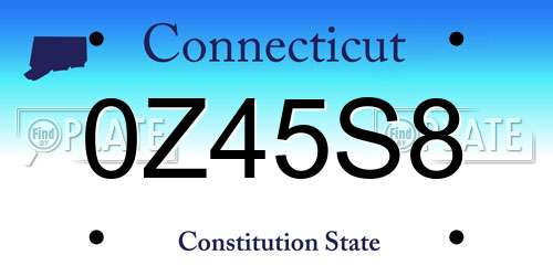 0Z45S8 Connecticut License Plate