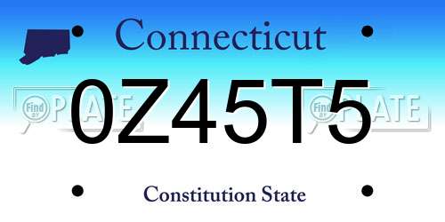 0Z45T5 Connecticut License Plate