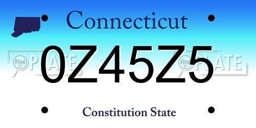 0Z45Z5 Connecticut License Plate