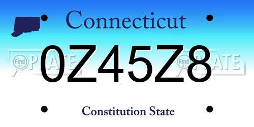 0Z45Z8 Connecticut License Plate