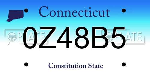 0Z48B5 Connecticut License Plate