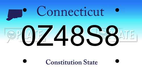 0Z48S8 Connecticut License Plate