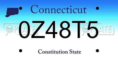 0Z48T5 Connecticut License Plate