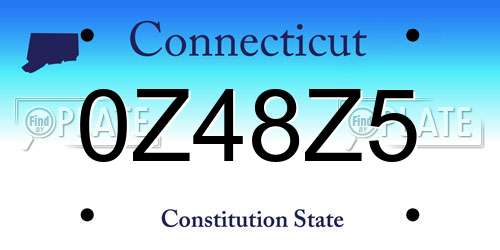 0Z48Z5 Connecticut License Plate