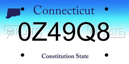 0Z49Q8 Connecticut License Plate