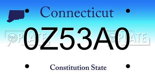 0Z53A0 Connecticut License Plate