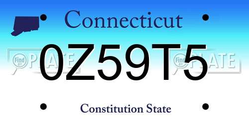 0Z59T5 Connecticut License Plate