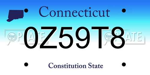 0Z59T8 Connecticut License Plate