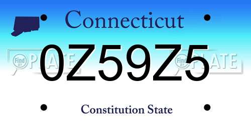 0Z59Z5 Connecticut License Plate