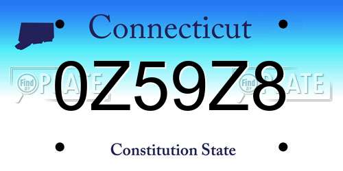 0Z59Z8 Connecticut License Plate