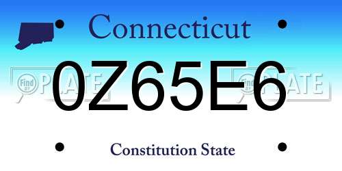 0Z65E6 Connecticut License Plate