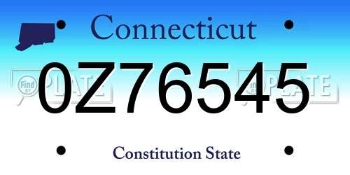 0Z76545 Connecticut License Plate