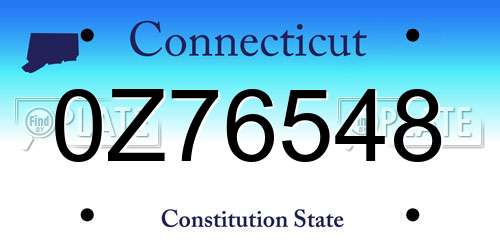 0Z76548 Connecticut License Plate