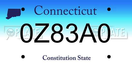 0Z83A0 Connecticut License Plate
