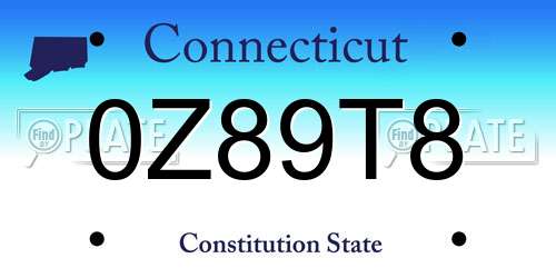 0Z89T8 Connecticut License Plate