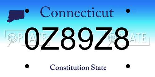 0Z89Z8 Connecticut License Plate