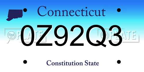 0Z92Q3 Connecticut License Plate