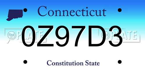 0Z97D3 Connecticut License Plate