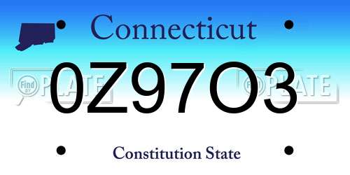 0Z97O3 Connecticut License Plate