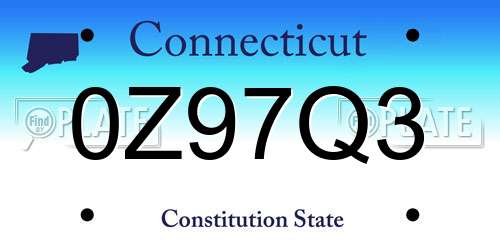 0Z97Q3 Connecticut License Plate