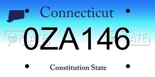 0ZA146 Connecticut License Plate