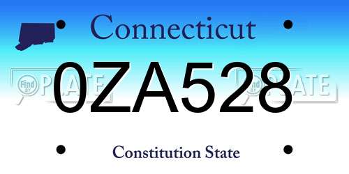 0ZA528 Connecticut License Plate