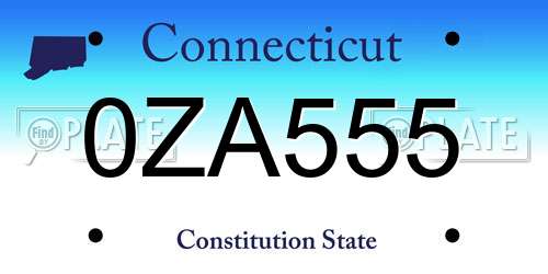 0ZA555 Connecticut License Plate