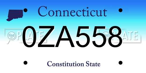 0ZA558 Connecticut License Plate