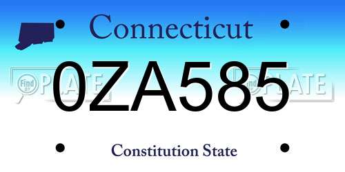 0ZA585 Connecticut License Plate