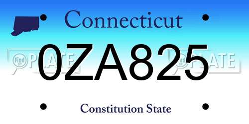 0ZA825 Connecticut License Plate