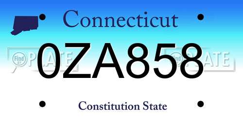 0ZA858 Connecticut License Plate