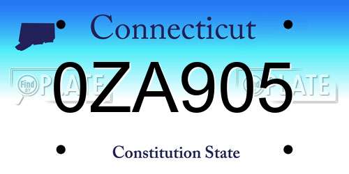 0ZA905 Connecticut License Plate