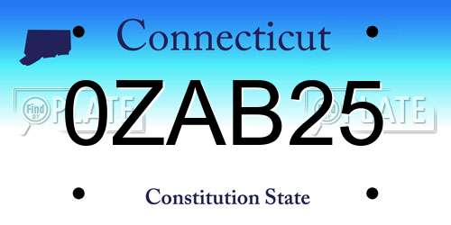 0ZAB25 Connecticut License Plate