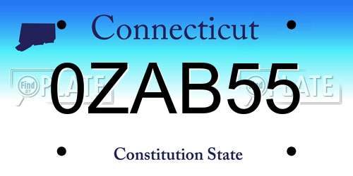 0ZAB55 Connecticut License Plate