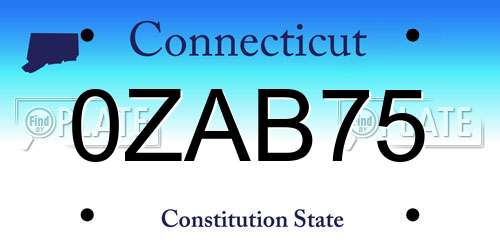 0ZAB75 Connecticut License Plate